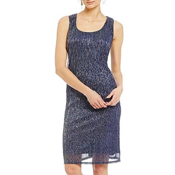 R&M Richards evening dress, blue and sliver - Picture 2 of 8